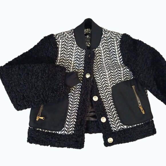 7 For All Mankind Jackets & Blazers - 7 FOR ALL MANKIND Tweed Sherpa Bomber Jacket - Like New